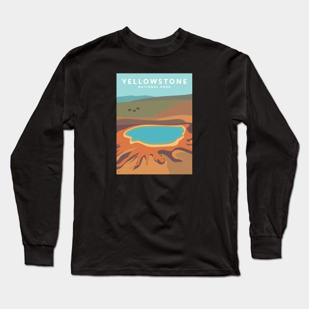 Yellowstone National Park, Wyoming Travel Poster Long Sleeve T-Shirt by lymancreativeco